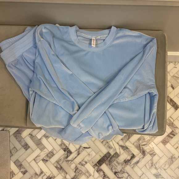 Sky Blue Ribbed Lounge Set - Picture 1 of 3